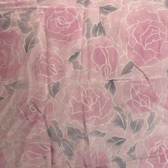 Vintage 90s Pastel Floral Rose Scarf Mesh Pink Gray Coquette Princess Cottage - Picture 4 of 6